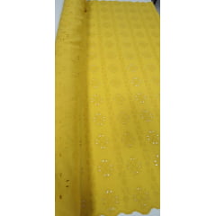 Layse Bordada Amarelo Mostarda Modelo CO1137 - Comprimento 3 m x Largura 1,40 m 