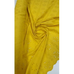 Layse Bordada Amarelo Mostarda Modelo CO1137 - Comprimento 3 m x Largura 1,40 m 