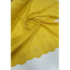 Layse Bordada Amarelo Mostarda Modelo CO1137 - Comprimento 3 m x Largura 1,40 m 