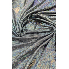 Malha Holográfica Glass Preto - Comprimento 0,60 cm x Largura 1,50 m 