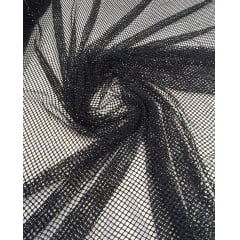 Tela Arrastão Preto com Pedrarias Preta - Comprimento 0,95 cm x Largura 1,30 m