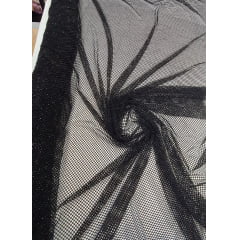 Tela Arrastão Preto com Pedrarias Preta - Comprimento 0,95 cm x Largura 1,30 m