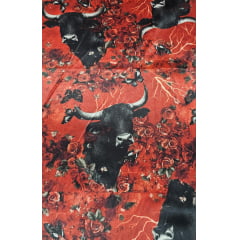 Cetim Estampado Digital Iansã Búfalos - Comprimento 2 m x Largura 1,47 m 