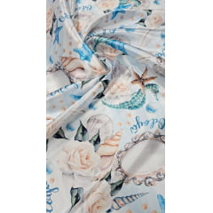 Cetim Estampado Digital Odoyá Iemanjá  - Largura 1,47 m x Comprimento 0,80 CM