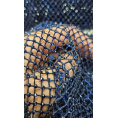 Tela Arrastão Azul Marinho com Pedrarias Azul Marinho - Comprimento 0,95 cm x Largura 1,30 m 