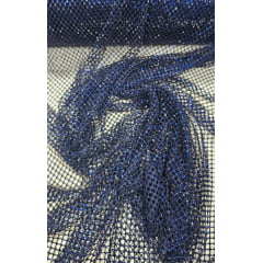 Tela Arrastão Azul Marinho com Pedrarias Azul Marinho - Comprimento 0,95 cm x Largura 1,30 m 