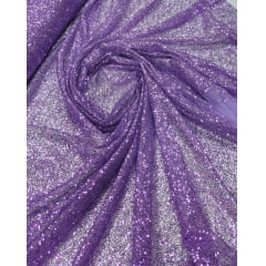 Tule com Glitter Lilás Pesado 02   - Comprimento 1 m x Largura 1,40 m 