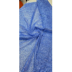 Tule com Glitter Azul Serenity Pesado COM FALHA NO GLITTER - Comprimento 3,70  m x Largura 1,40 m  