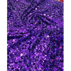Paetê Bordado Montreal Roxo - Comprimento 0,80 cm x Largura 1,30 m 