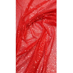 Paetê Bordado Glamour Light com Elastano Vermelho Ferrari - Comprimento 0,90 cm x Largura 1,40 m 