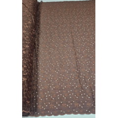 Layse Bordada Marrom Chocolate  Modelo I92 - Comprimento 1,40 m x Largura 1,35 m 