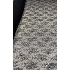 Renda Tipo Chantilly Preto - Comprimento 5 m x Largura 1,47 m 