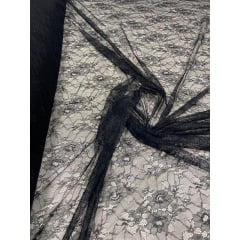 Renda Tipo Chantilly Preto - Comprimento 5 m x Largura 1,47 m 