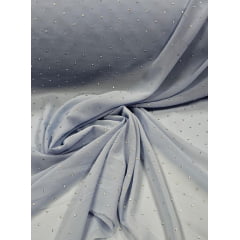 Mousseline Toque de Seda Com Strass Azul Serenity - Comprimento 3,70 m x Largura 1,50 m 