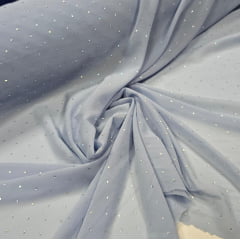Mousseline Toque de Seda Com Strass Azul Serenity - Comprimento 3,70 m x Largura 1,50 m 