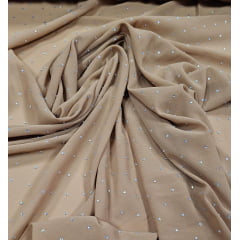 Mousseline Toque de Seda Com Strass Doce de Leite - Comprimento 3 m x Largura 150 m 