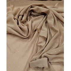 Mousseline Toque de Seda Com Strass Doce de Leite - Comprimento 3 m x Largura 150 m 