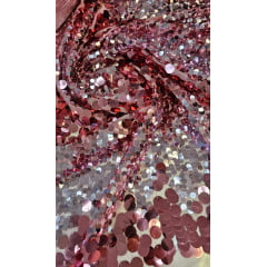 Paetê Bordado Rabanne Sunset Rosa - Comprimento 1 m x Largura 1,30 m 