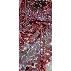 Paetê Bordado Rabanne Sunset Rosa - Comprimento 1 m x Largura 1,30 m 