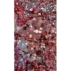Paetê Bordado Rabanne Sunset Rosa - Comprimento 1 m x Largura 1,30 m 