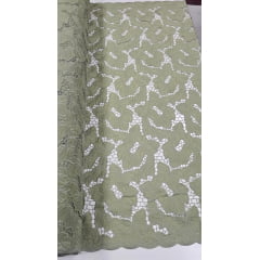 Layse Richelieu Verde Oliva Flores I19 - Comprimento 1 m x Largura 1,30 m 