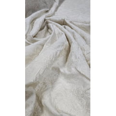 Cambraia de Linho com Viscose Natural Bordado Cordonê - Comprimento 0,75 cm x Largura 1,45 m 