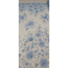 Tule Bordado Com Pedrarias e Bordados em 3D Premium Azul Serenity - Comprimento 0,90 cm x Largura 1,30 m 