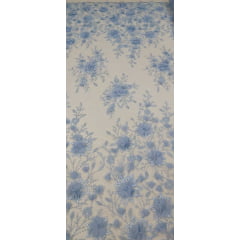 Tule Bordado Com Pedrarias e Bordados em 3D Premium Azul Serenity - Comprimento 0,90 cm x Largura 1,30 m 