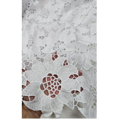 Renda Guipir Girassol Branca com Brilho COM SUJEIRA - Comprimento 1 m x Largura 1,30 m 