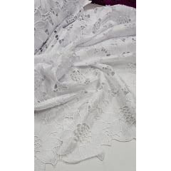 Renda Guipir Girassol Branca com Brilho COM SUJEIRA - Comprimento 1 m x Largura 1,30 m 