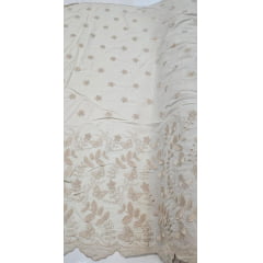 Layse Bordada Premium 3D Bicolor Areia com Kaki - Comprimento 4 m x Largura 1,30 m