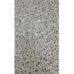 Tule Bordado com Paetês e Pedrarias Prata COM DEFEITO - Comprimento 0,60 cm x Largura 1,30 m