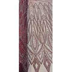 Tule Diamond Arabescos Marsala Modelo 12752 - Comprimento 1 m x Largura 1,45 m