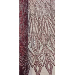 Tule Diamond Arabescos Marsala Modelo 12752 - Comprimento 1 m x Largura 1,45 m