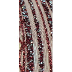 Tule Diamond Arabescos Marsala Modelo 12752 - Comprimento 1 m x Largura 1,45 m