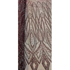 Tule Diamond Arabescos Marsala Modelo 12752 - Comprimento 1 m x Largura 1,45 m