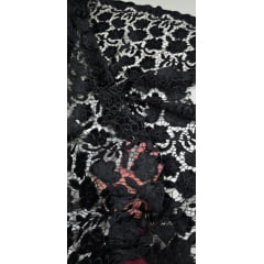 Renda Guipir Aveludada Preto Modelo ST01  - Comprimento 0,65 cm x Largura 1,40 m 