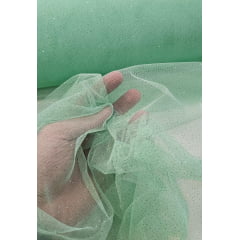 Tule com Glitter Fantasy Maça Verde - Comprimento 1,50 m x Largura 1,50 m 