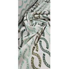 Linho Trovata Bordado Infinity Tons Verde - Comprimento 2,50 m x Largura 1,30 m