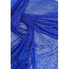 Tule com Glitter Azul Royal Pesado COM FALHA - Comprimento 1,20 m x Largura 1,40 m