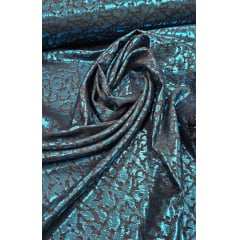 Jacquard Metálico Adamascado Azul - Comprimento 1 m x Largura 1,55 m