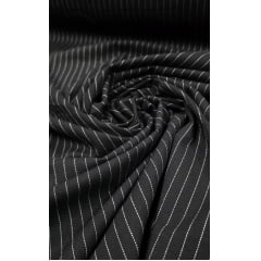 Linho Trovata Risca de Giz Preto com Branco - Comprimento 1 m x Largura 1,40 m