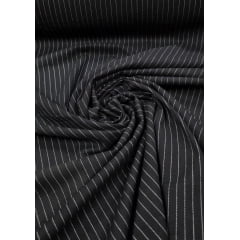 Linho Trovata Risca de Giz Preto com Branco - Comprimento 1 m x Largura 1,40 m