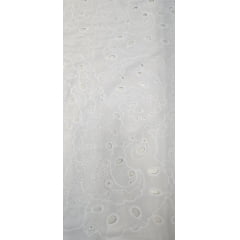 Layse Bordada Premium Off White V22214 - Comprimento 0,95 cm x Largura 1,40 m