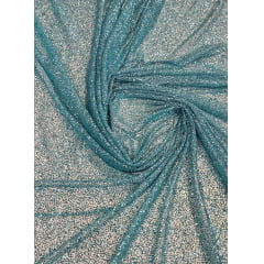 Tule com Glitter Azul Tiffany Pesado COM FURO - Comprimento 1 m x Largura 1,40 m Tule com Glitter Azul Tiffany Pesado COM FURO - Comprimento 1 m x Largura 1,40 m