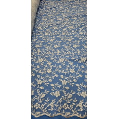 Tule Bordado Festa Branco COM FIO PXADO  NA BORDA - Comprimento 0,70 cm x Largura 1,30 m