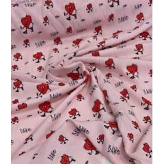 Viscose premium baw corações vermelho fundo rosa - Comprimento 2, m x Largura 1,47 m Viscose premium baw corações vermelho fundo rosa - Comprimento 2, m x Largura 1,47 m