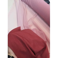 Mousseline Toque de Seda Degradê Marsala com Rosê  COM FALHA - Comprimento 3 m x Largura 1,47 m