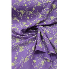 Cambraia Bordada 3D Bicolor Borboletas Roxo com Kaki ( COM ACABAMENTO NOS 2 LADOS) - Comprimento 0,85 cm x largura 130 m