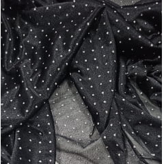 Lurex Glitz Preto com Poá Prata - Comprimento 1,35 m x Largura 1,60 m Lurex Glitz Preto com Poá Prata - Comprimento 1,35 m x Largura 1,60 m